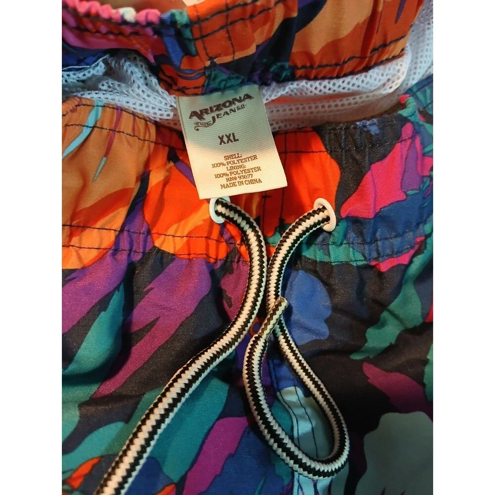 Arizona Hawaiian Print Above Knee Swim Shorts Trunks Size XXL Beach Pool.